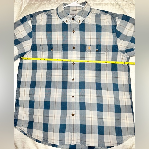 Carhartt Mens XL Relaxed Fit Plaid Button Front Short Sleeve Shirt 100% Cotton - Picture 6 of 8